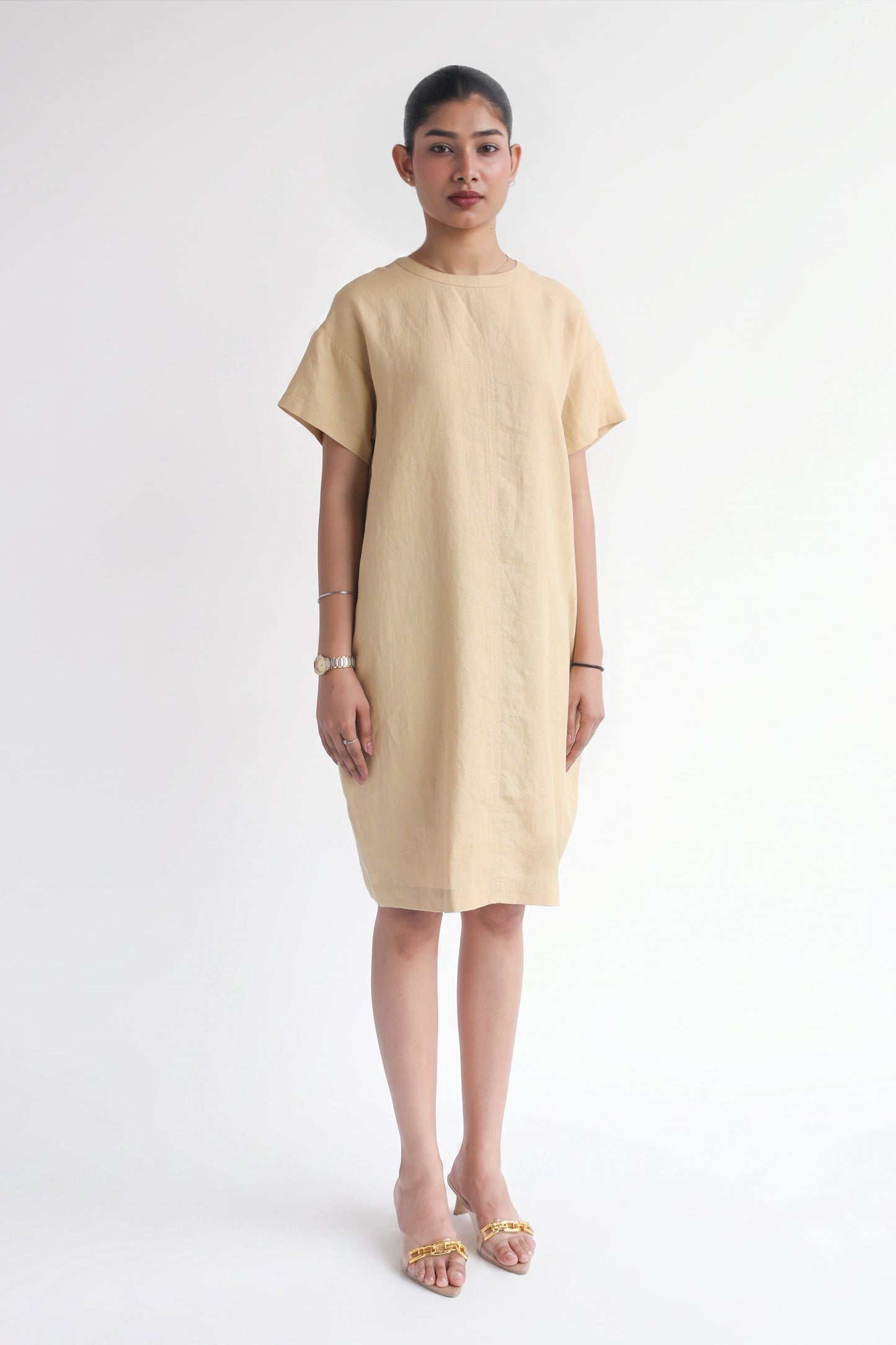 100% European Linen Oversized Casual Dress - Bamboo