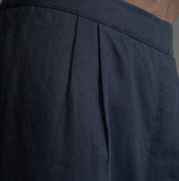 100% European Linen Relaxed Fit Wide Leg Trousers - Navy