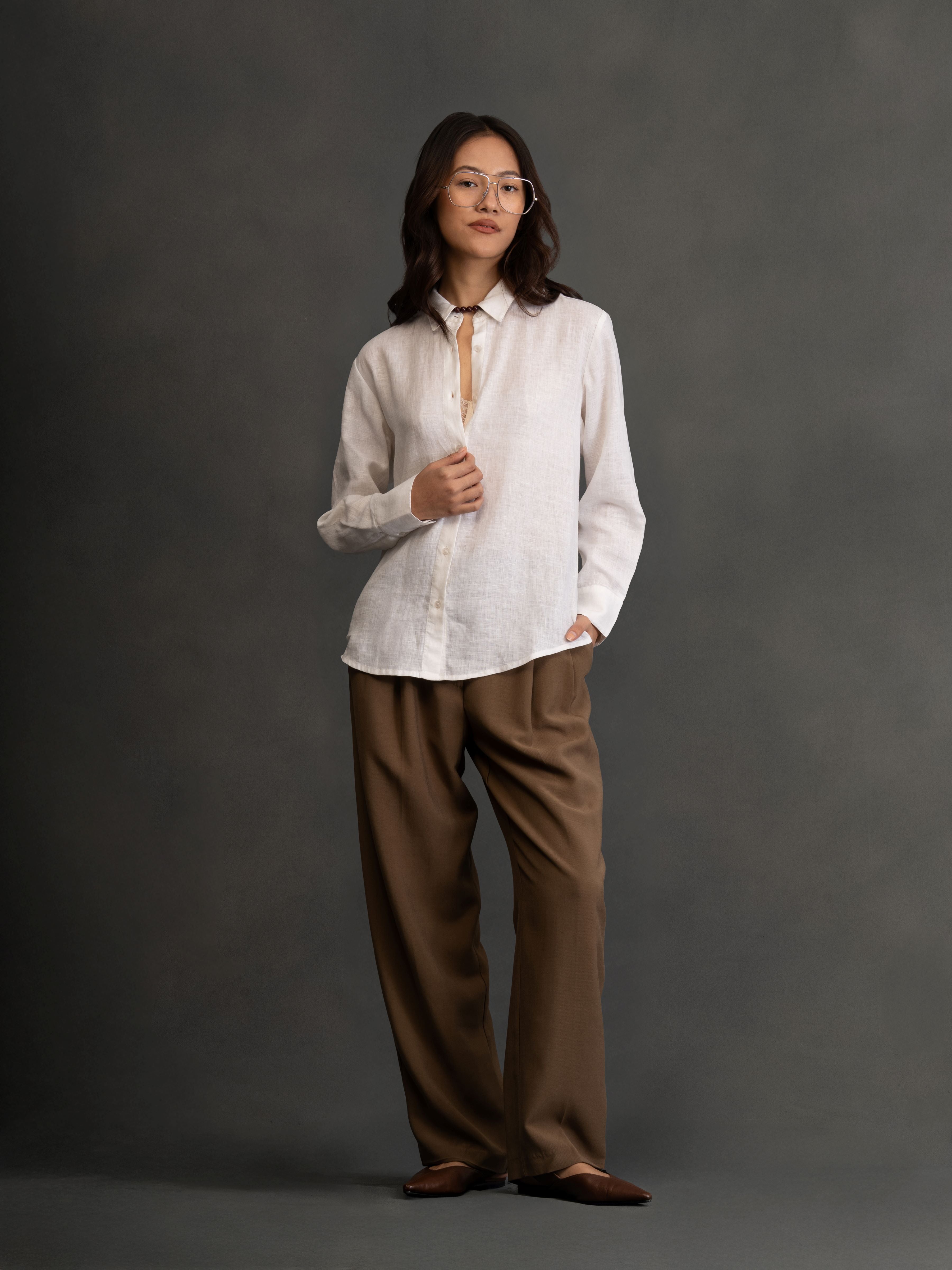 100% European Linen Everyday Shirt - White