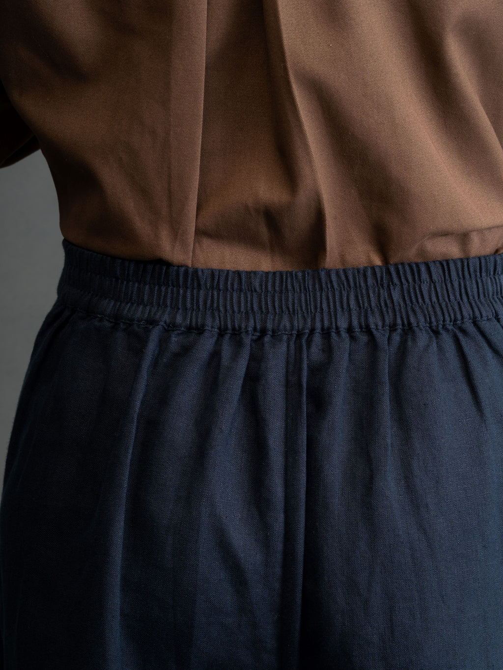 100% European Linen Relaxed Fit Wide Leg Trousers - Navy