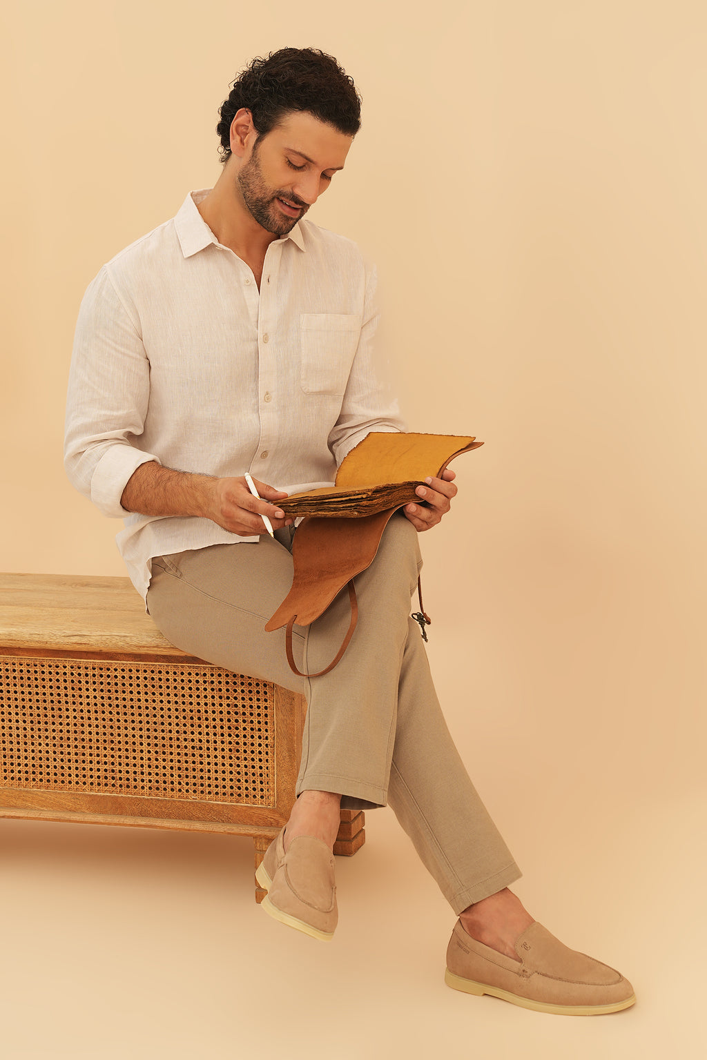 100% European Linen Regular Fit Shirt - Natural