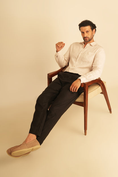 100% European Linen Straight Fit Trousers