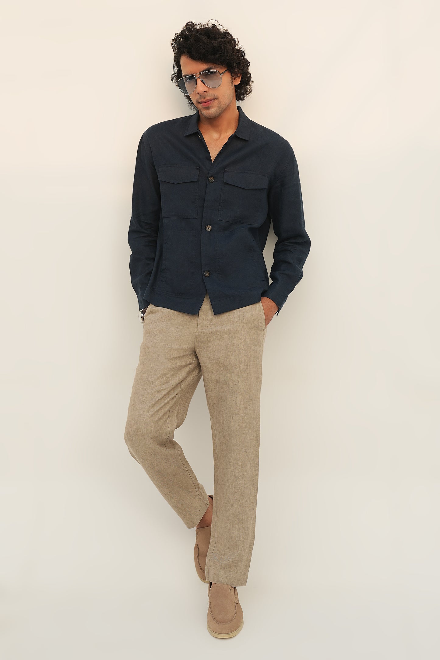 100% European Linen Utility Shacket