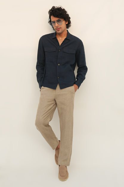 100% European Linen Utility Shacket