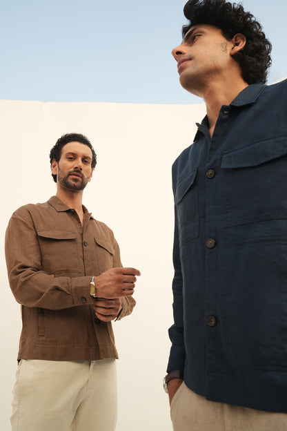 100% European Linen Utility Shacket