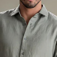 100% European Linen Classic Everyday Shirt - Sage Green