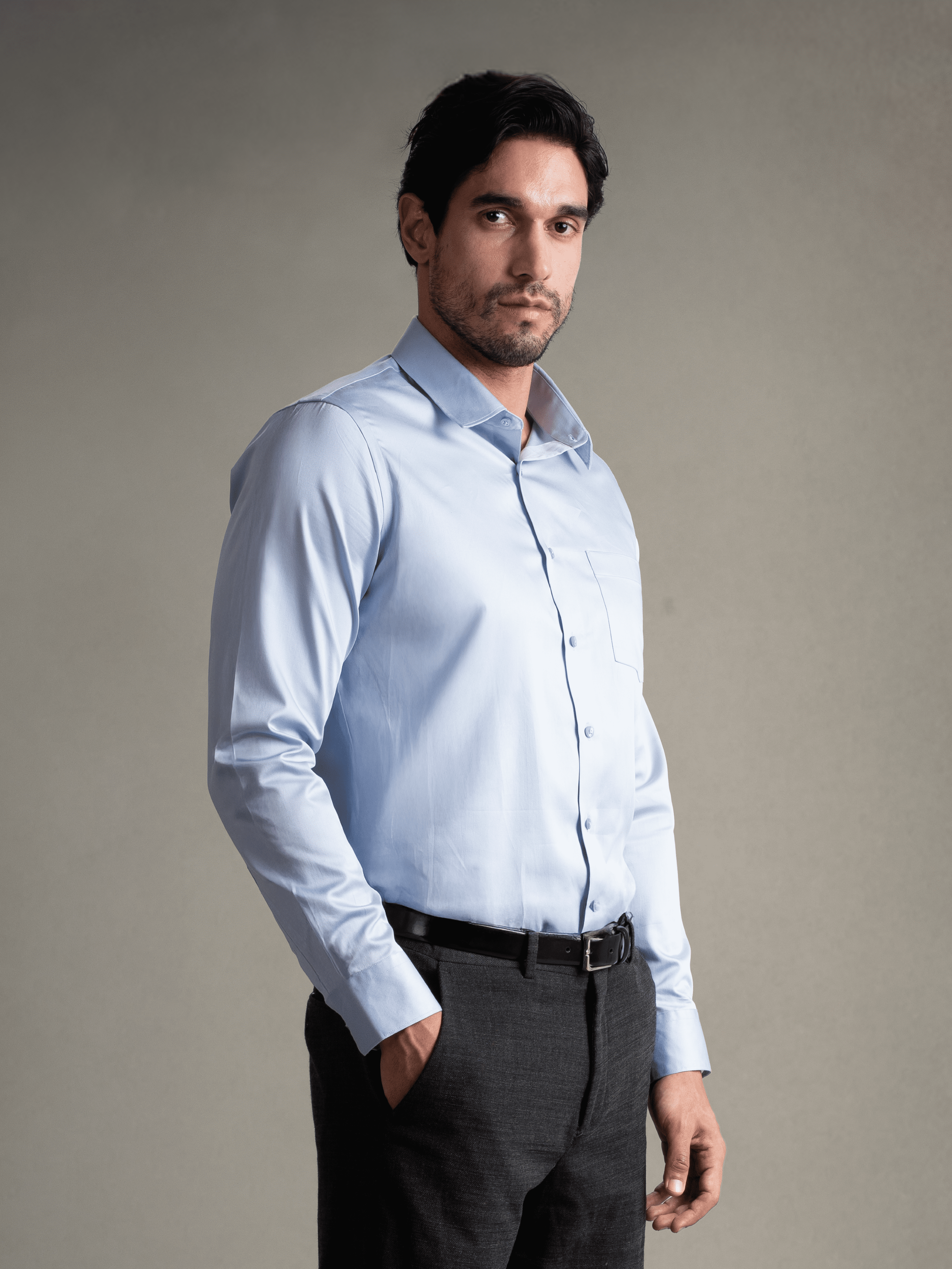 100% Egyptian Cotton Everyday Formal Shirt - Mid Blue