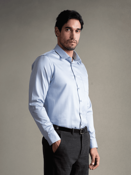 100% Egyptian Cotton Everyday Formal Shirt - Mid Blue