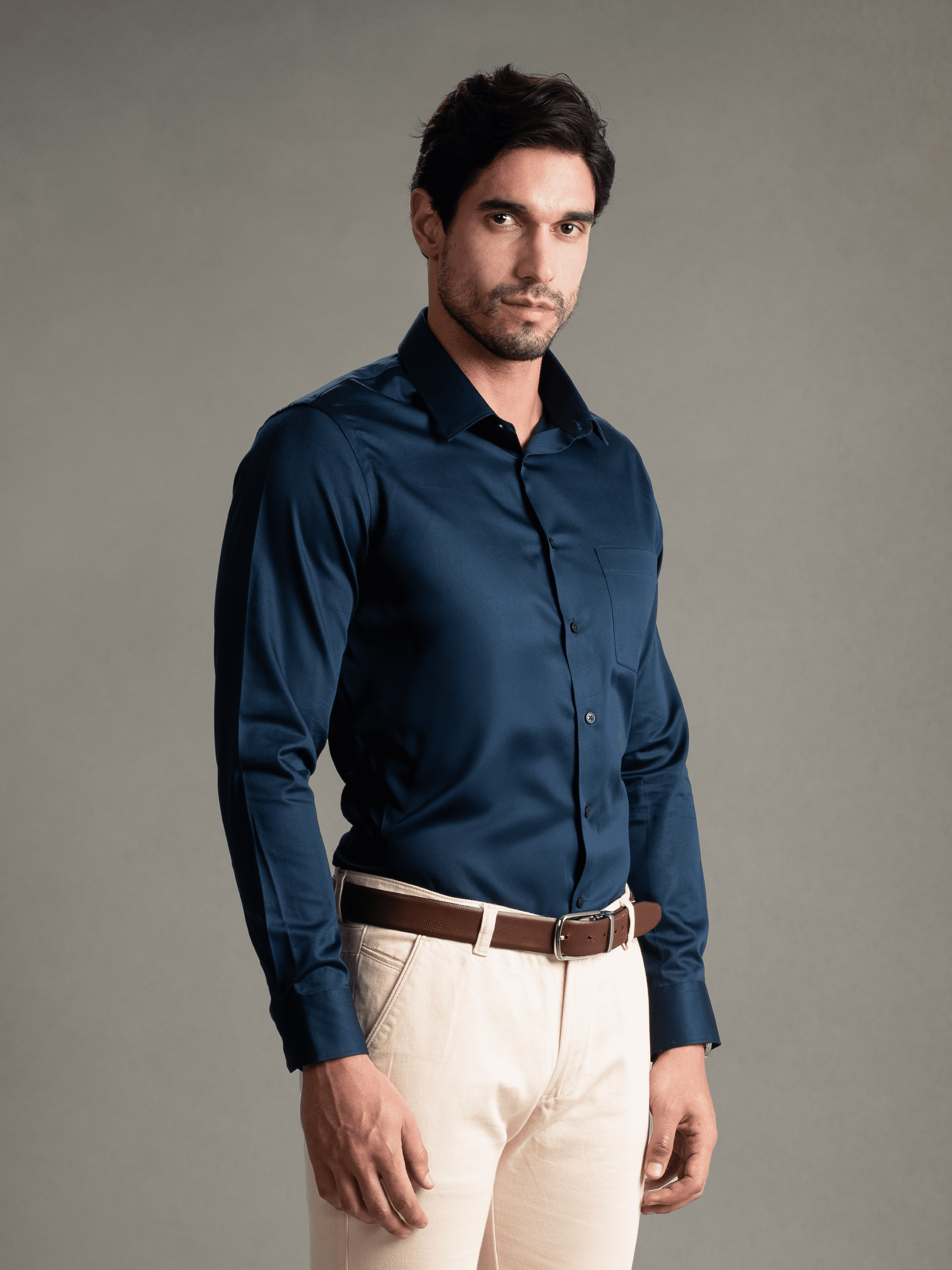 100% Egyptian Cotton Everyday Formal Shirt - Navy