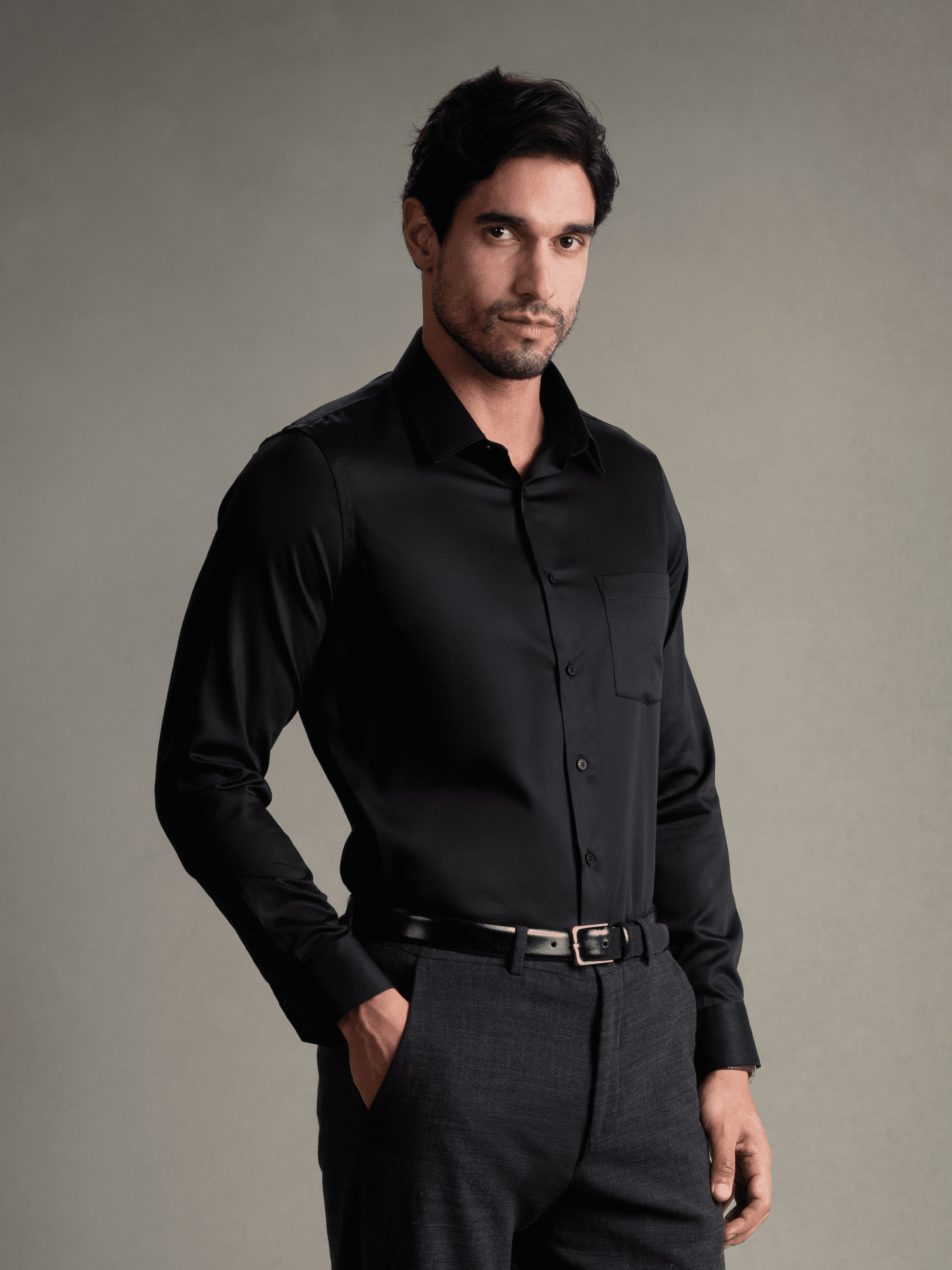 100% Egyptian Cotton Everyday Formal Shirt - Black