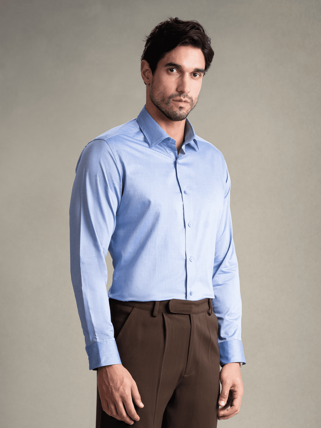 100% Egyptian Cotton 9-to-9 Formal Shirt - Mid Blue