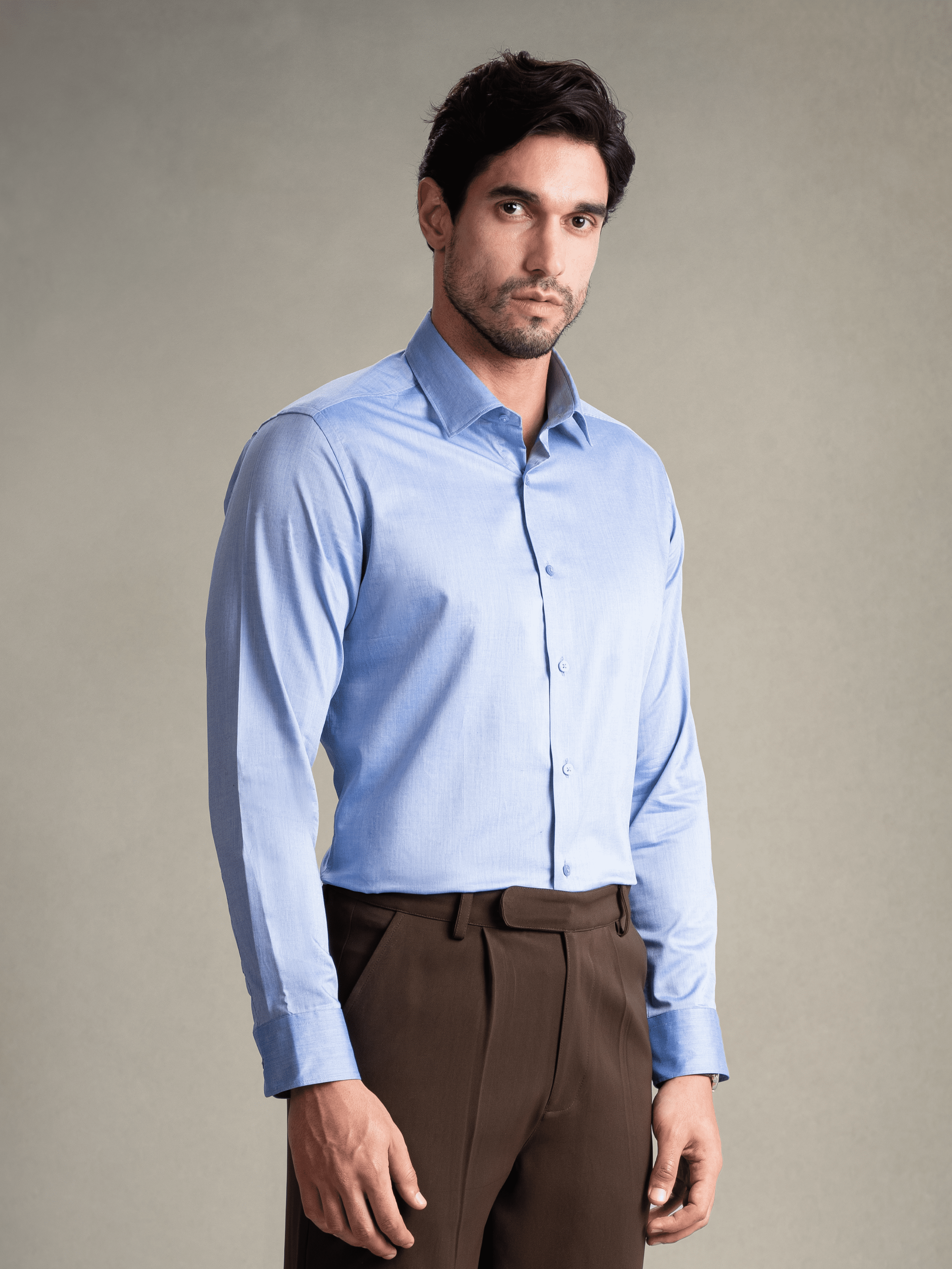 100% Egyptian Cotton 9-to-9 Formal Shirt - Mid Blue