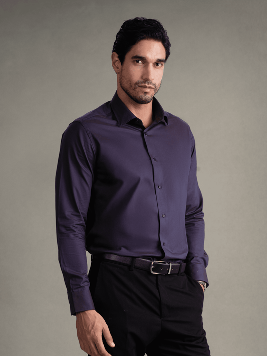 100% Egyptian Cotton 9-to-9 Formal Shirt - Deep Purple