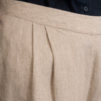 100% European Linen Relaxed Fit Wide Leg Trousers - Oatmeal