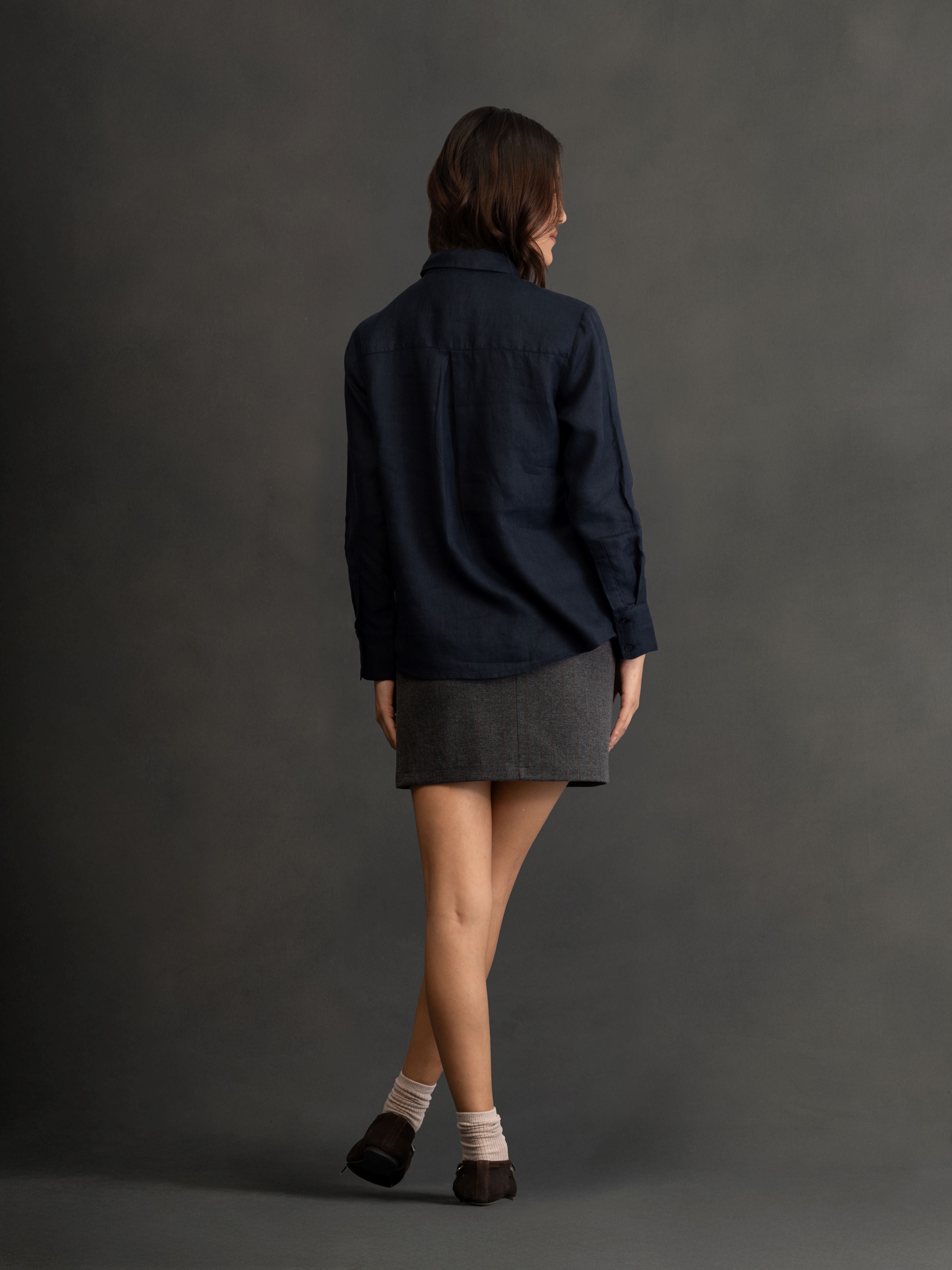 100% European Linen Everyday Shirt - Navy