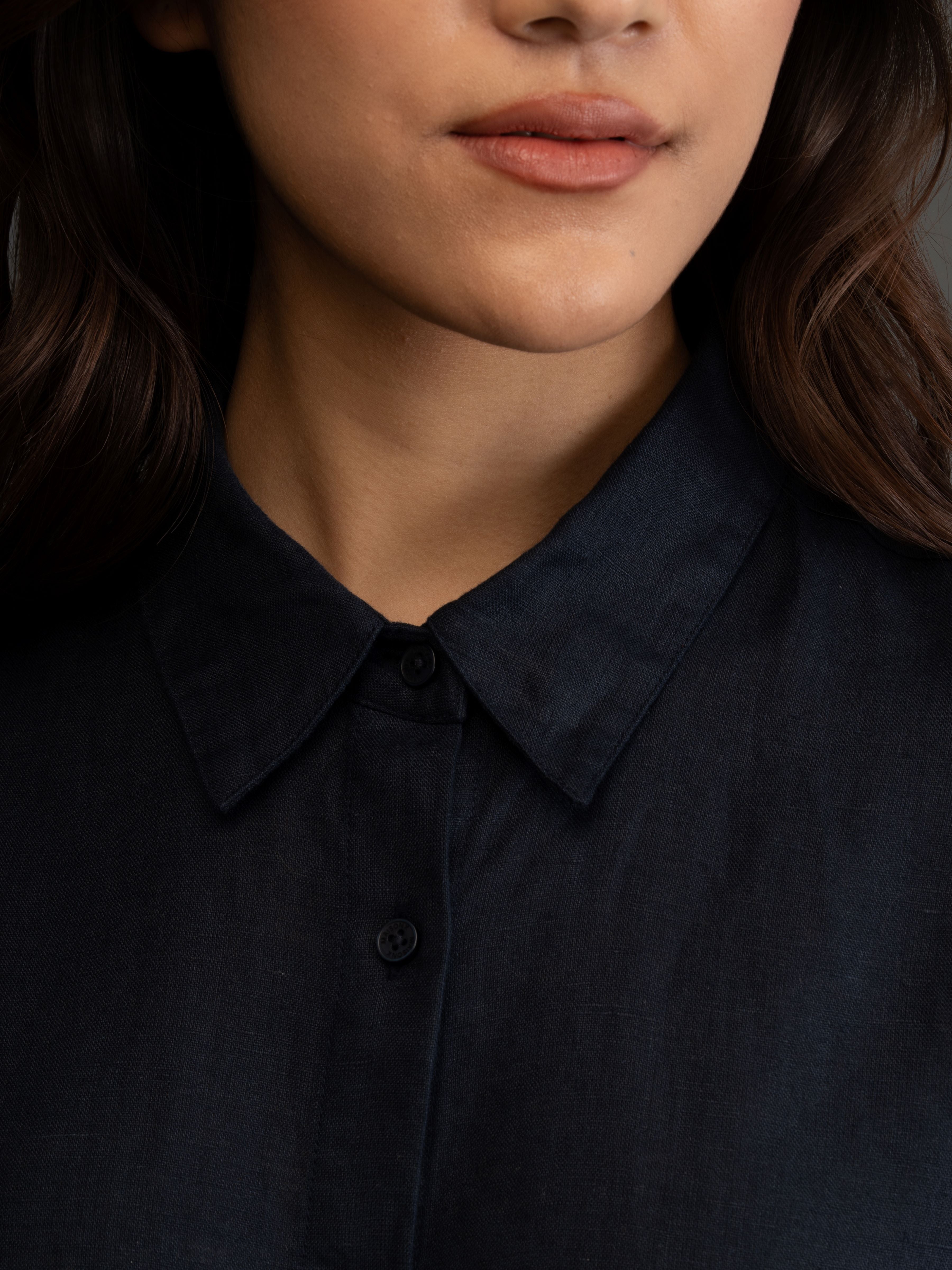 100% European Linen Everyday Shirt - Navy
