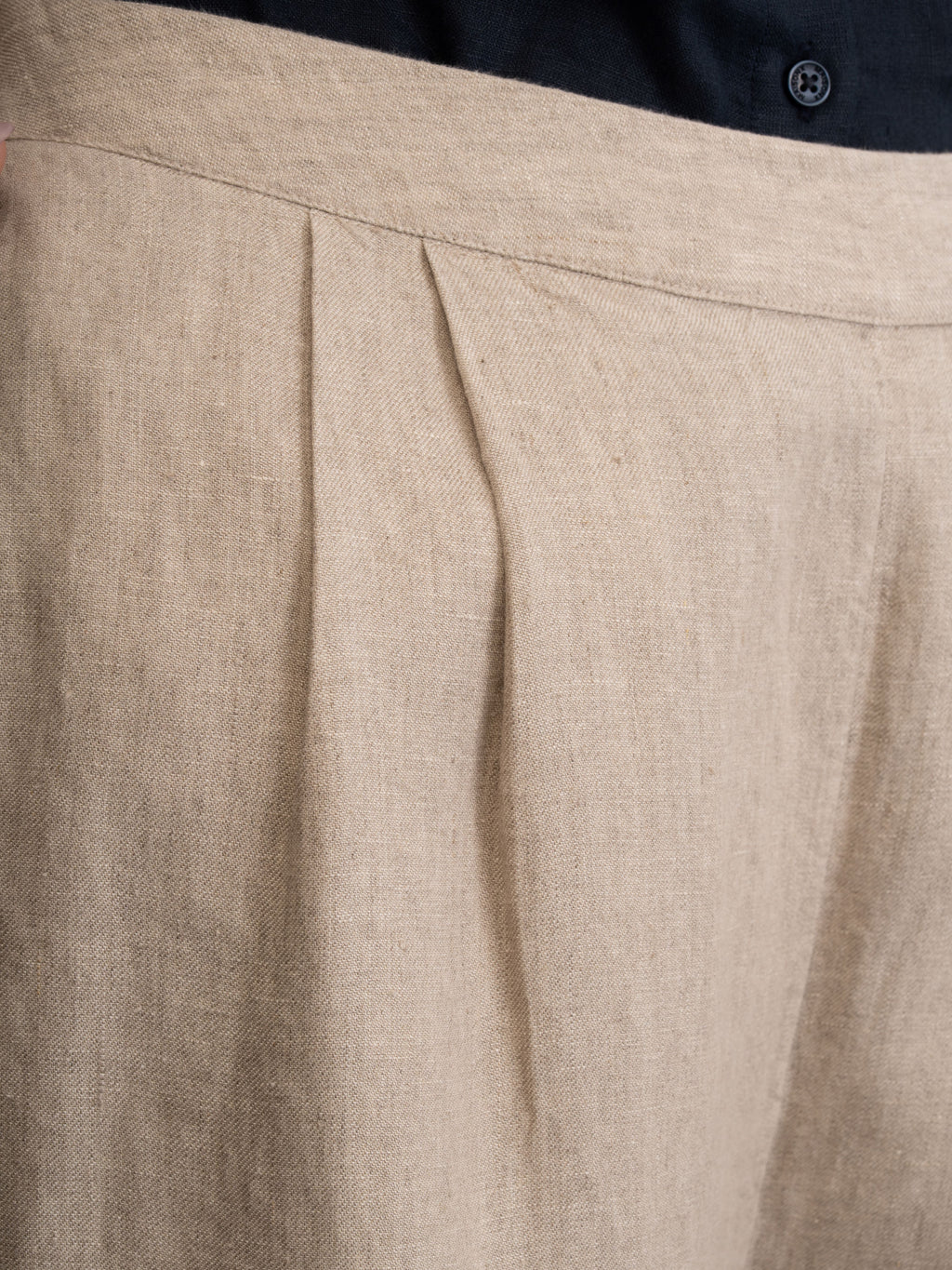 100% European Linen Relaxed Fit Wide Leg Trousers - Oatmeal