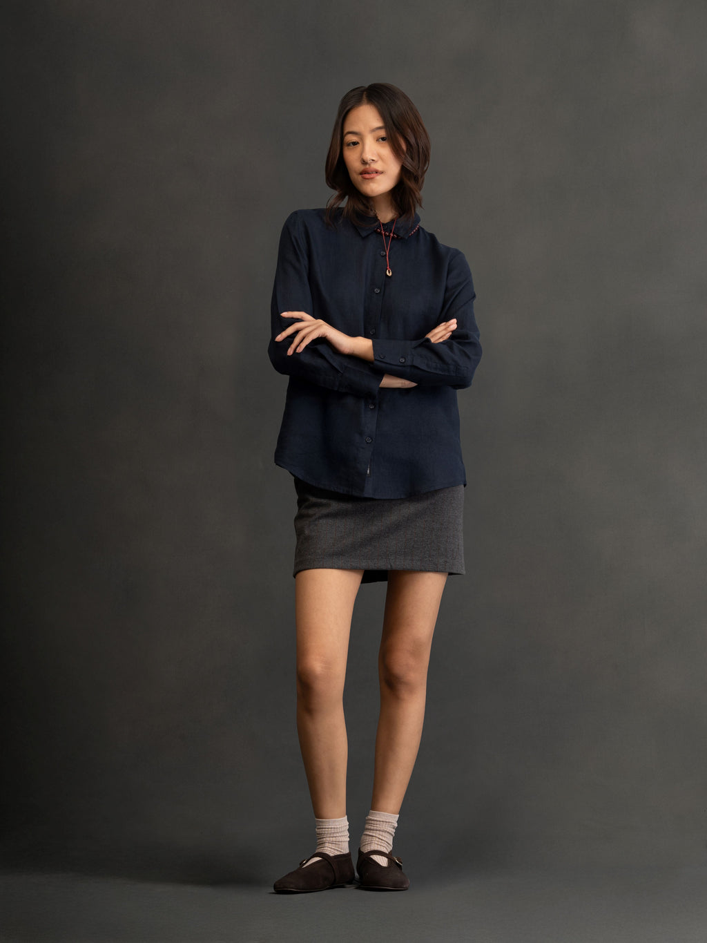100% European Linen Everyday Shirt - Navy