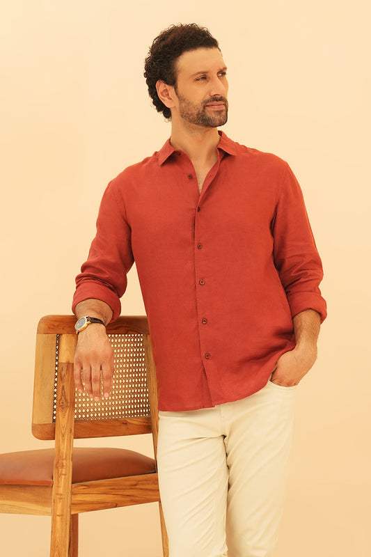 100% European Linen Classic Everyday Shirt - Maison X - Oatmeal