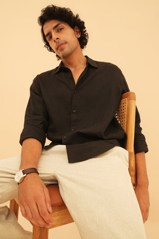 100% European Linen Classic Everyday Shirt - Maison X - Oatmeal