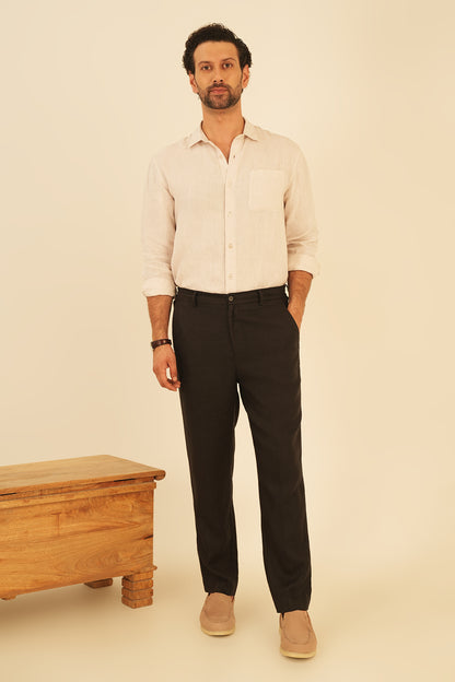 100% European Linen Straight Fit Trousers