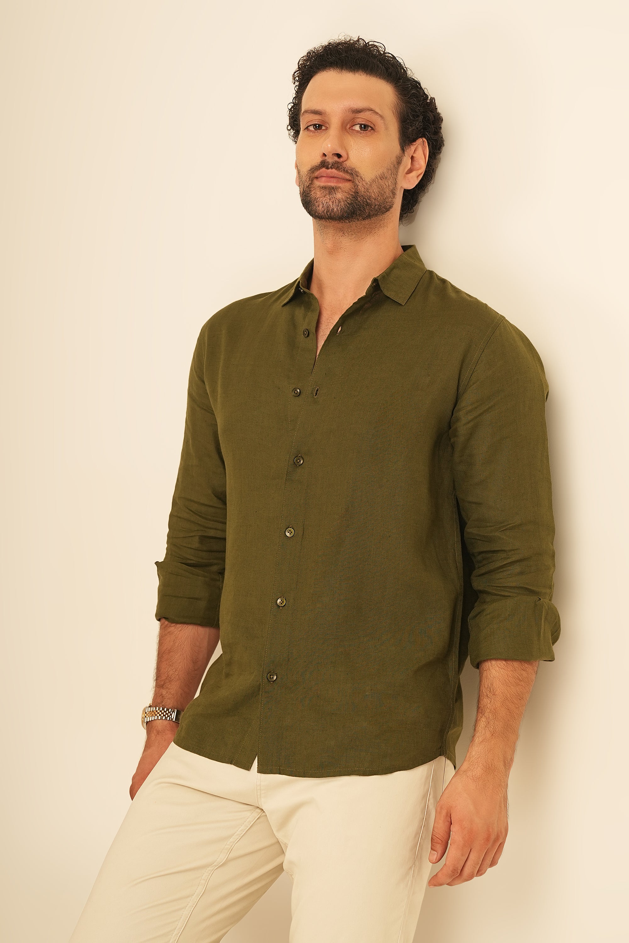 100% European Linen Classic Everyday Shirt - Maison X - Oatmeal