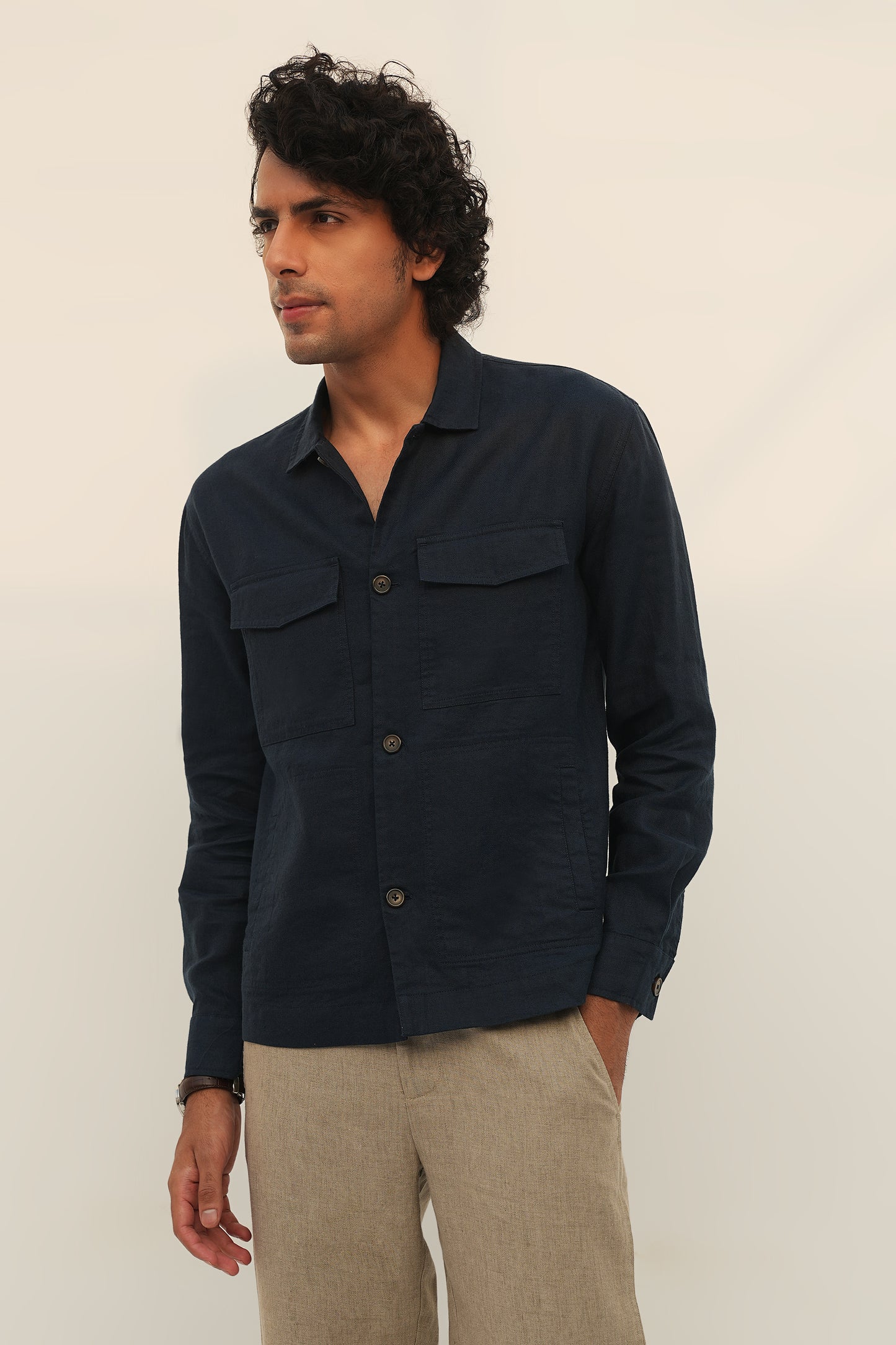 100% European Linen Utility Shacket