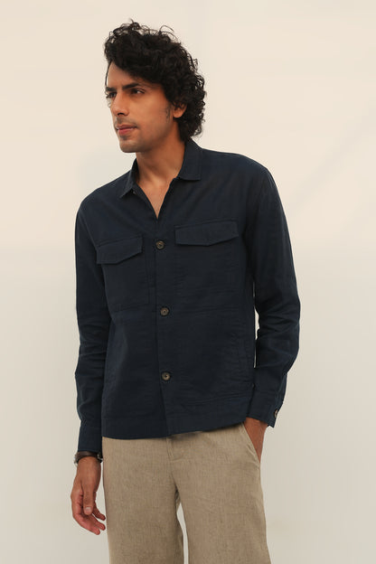 100% European Linen Utility Shacket