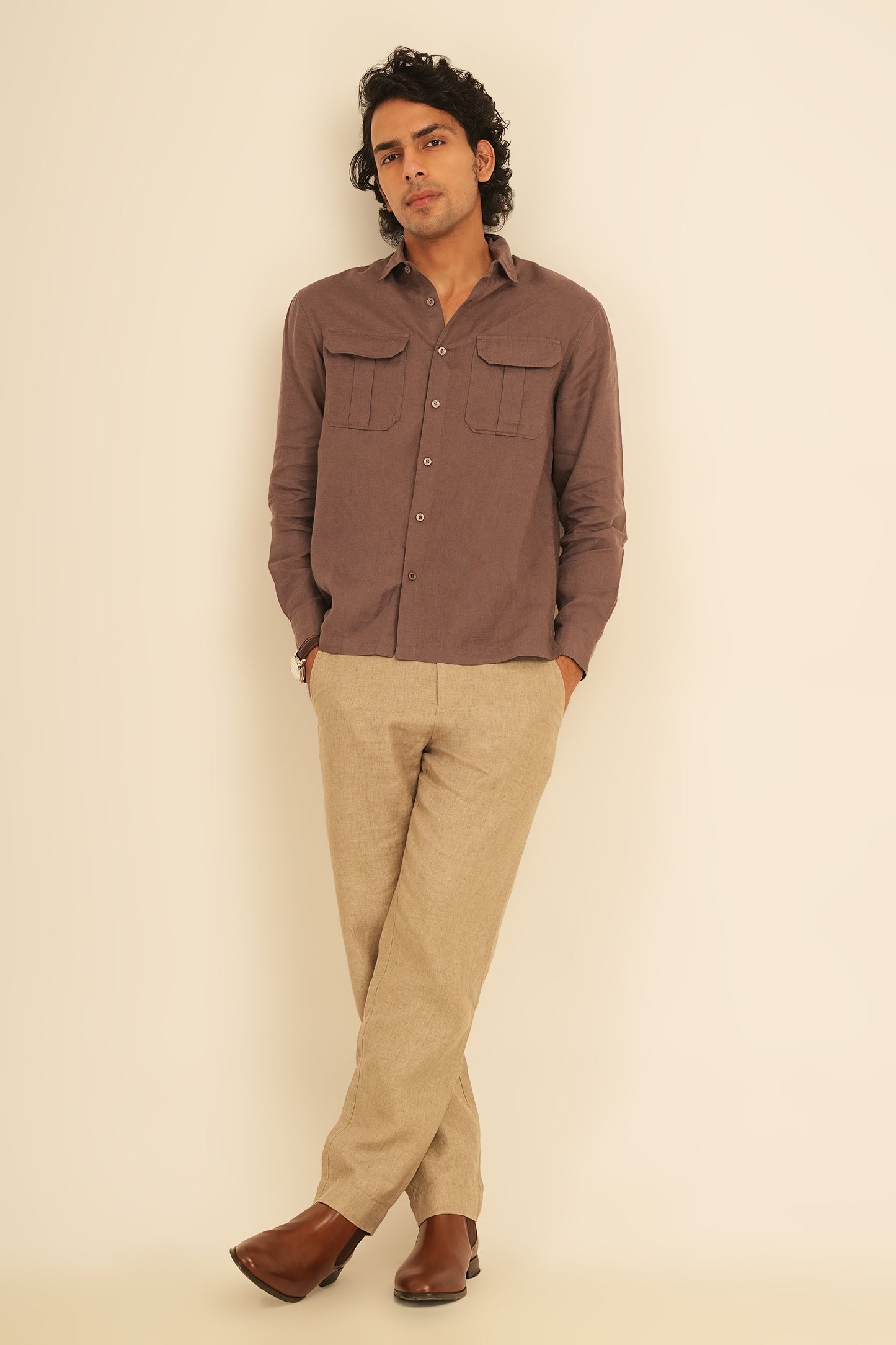 100% European Linen Utility Shirt