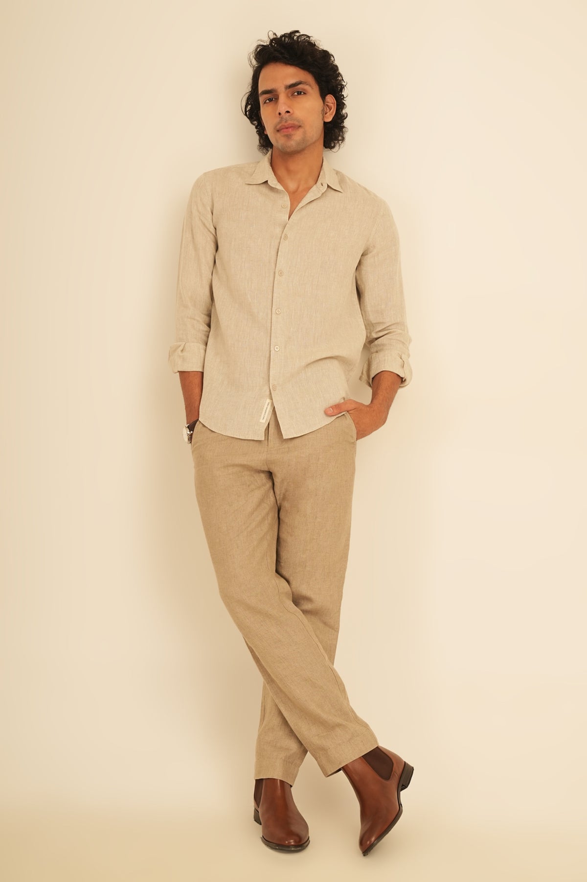 100% European Linen Straight Fit Trousers
