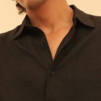 100% European Linen Classic Everyday Shirt - Black