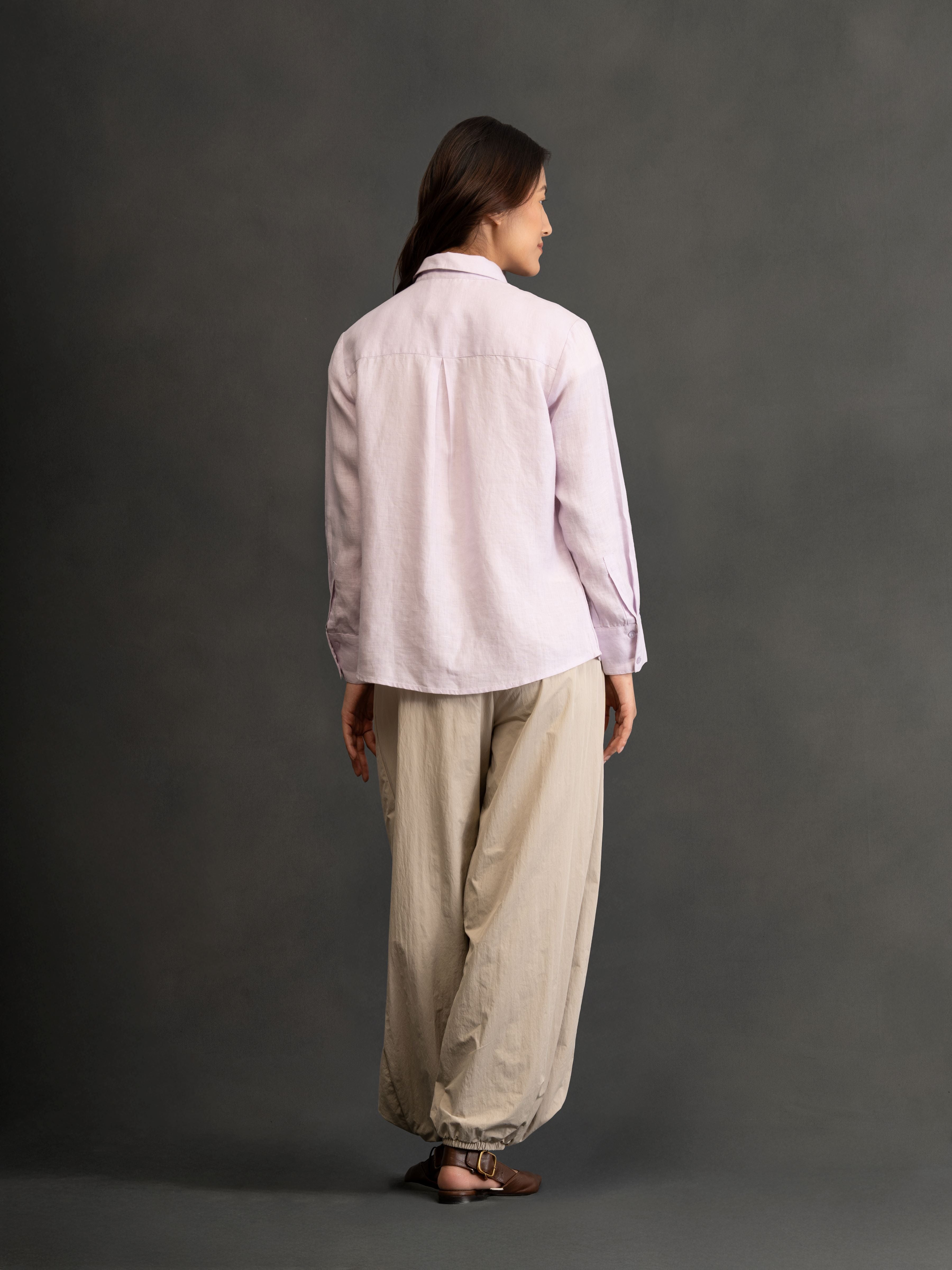 100% European Linen Everyday Shirt - Lilac
