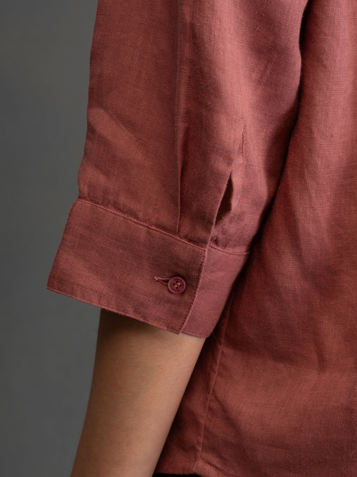 100% European Linen Boxy Popover Shirt - Rust