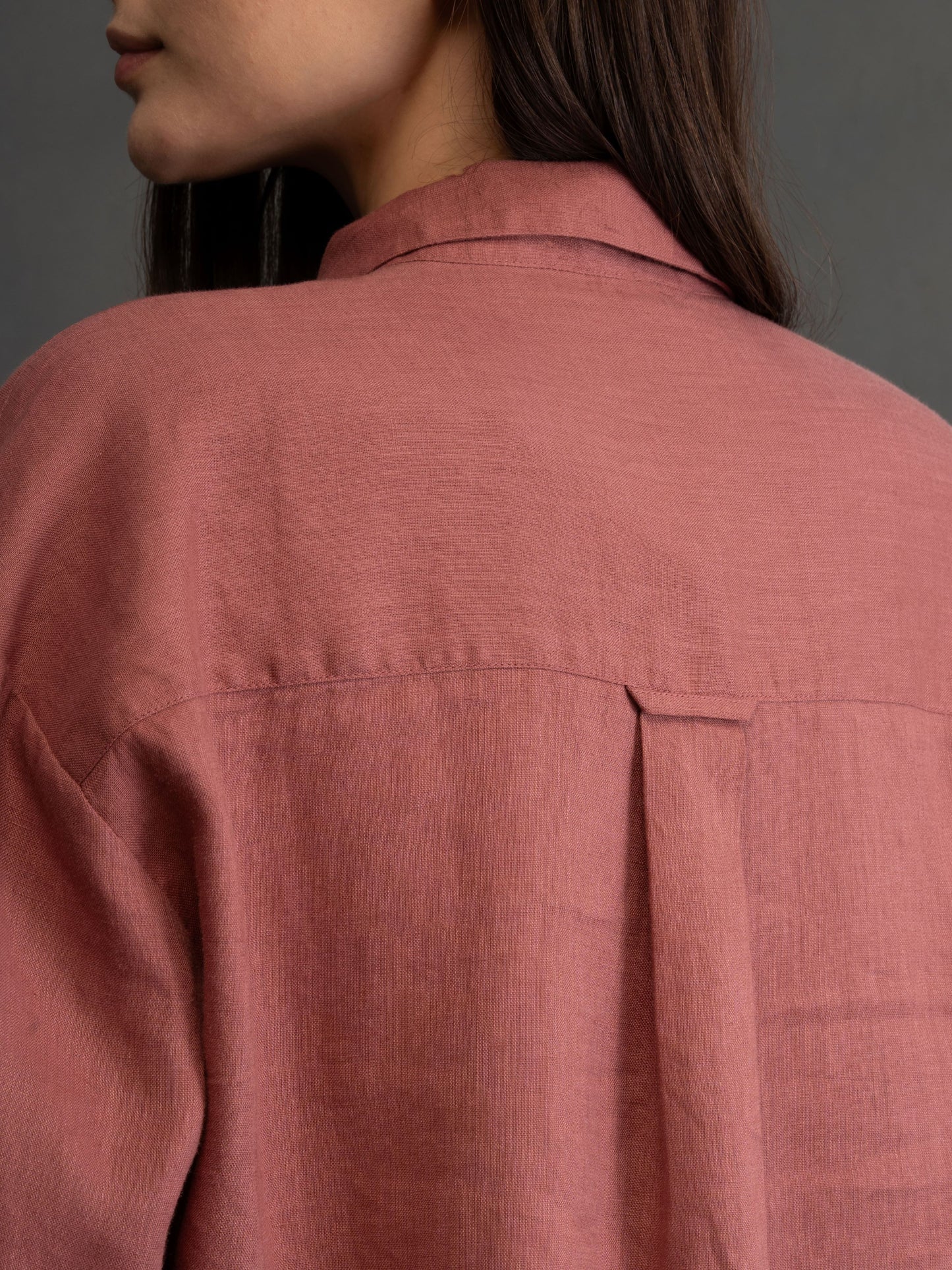 100% European Linen Boxy Popover Shirt - Rust