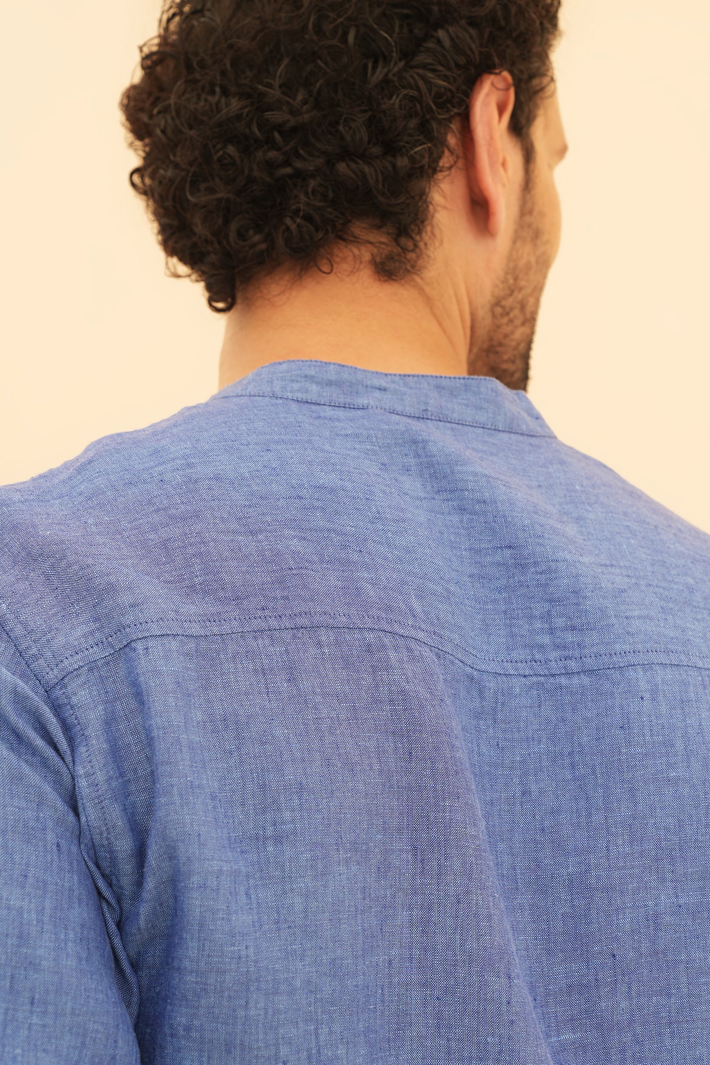 100% European Linen Mandarin Collar Shirt