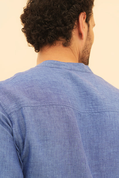 100% European Linen Mandarin Collar Shirt