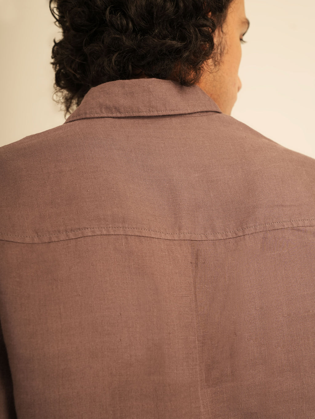 100% European Linen Utility Shirt - Ash Purple