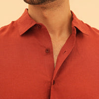100% European Linen Classic Everyday Shirt - Rosewood