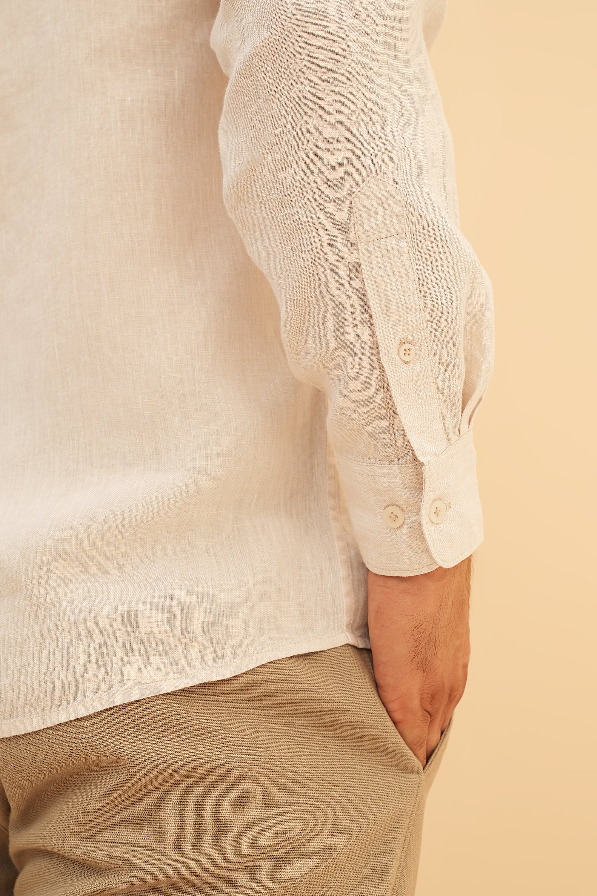 100% European Linen Regular Fit Shirt - Natural