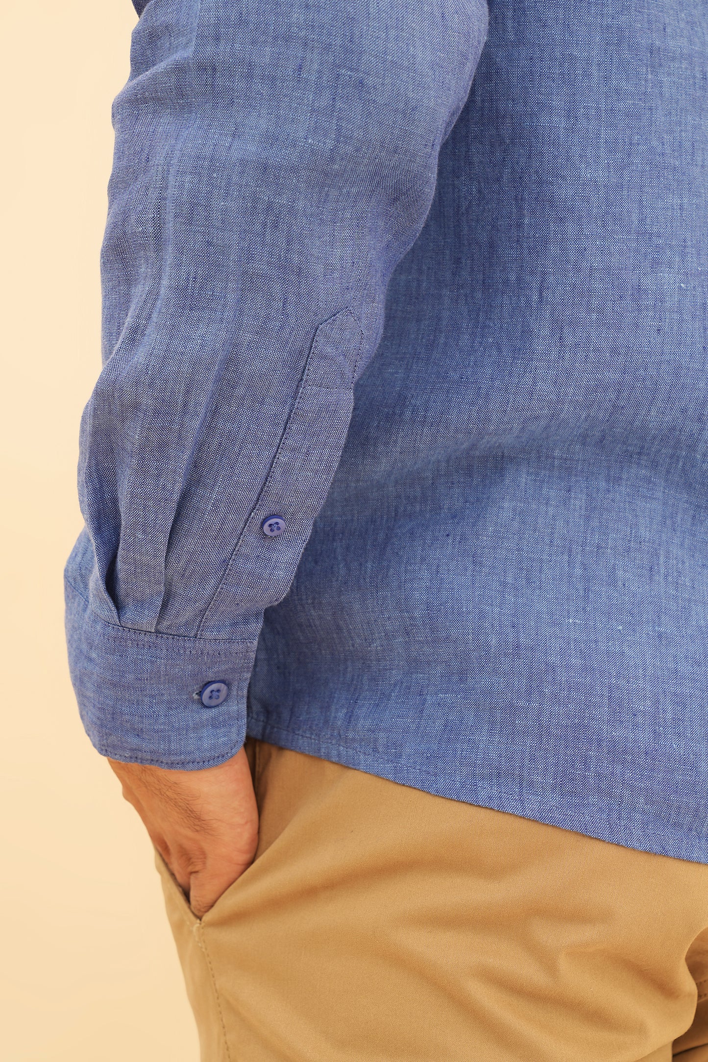 100% European Linen Mandarin Collar Shirt