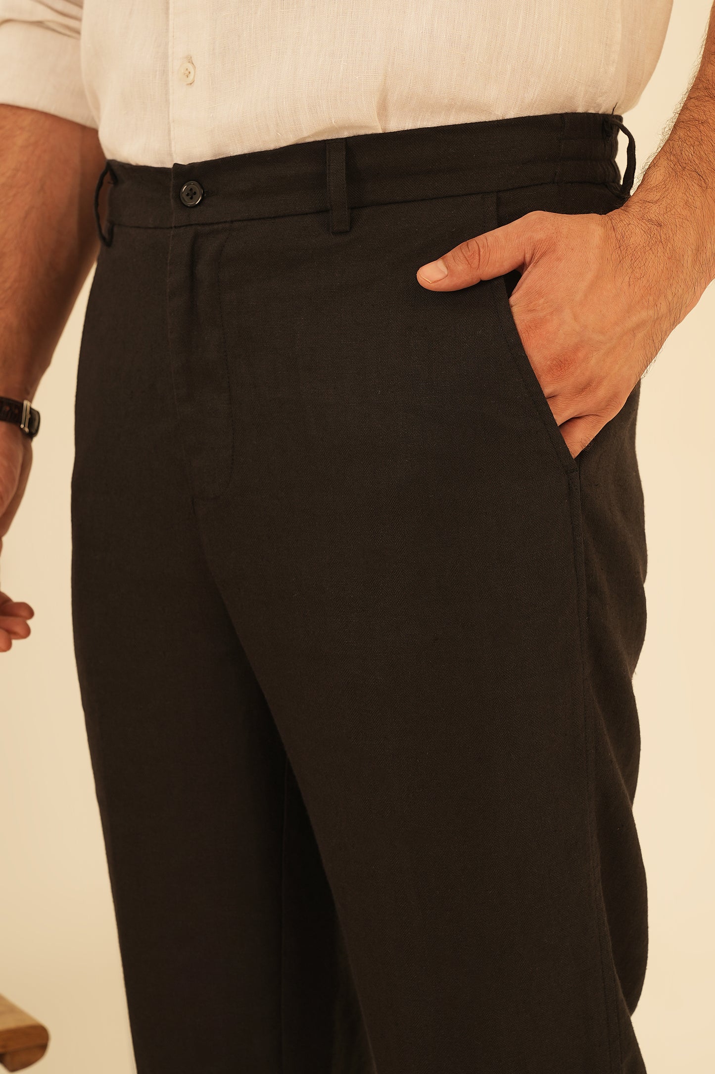 100% European Linen Straight Fit Trousers
