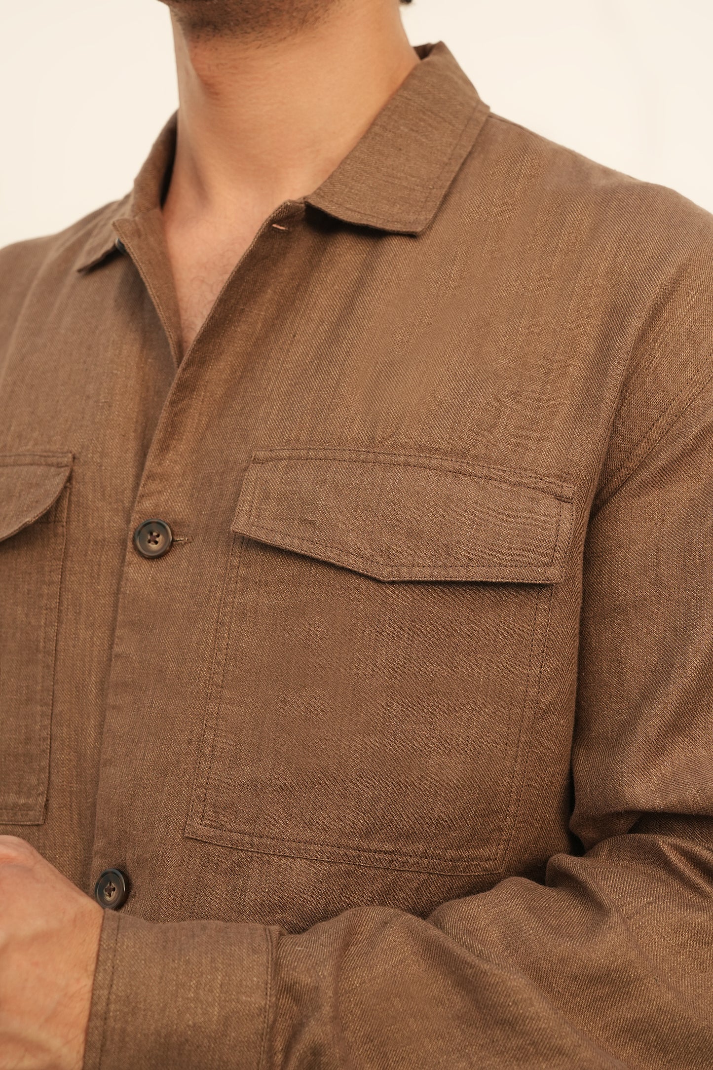 100% European Linen Utility Shacket