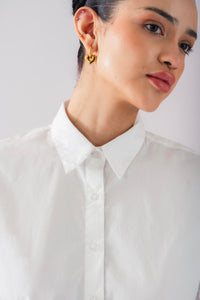 100% Cotton Poplin Oversized Shirt - White