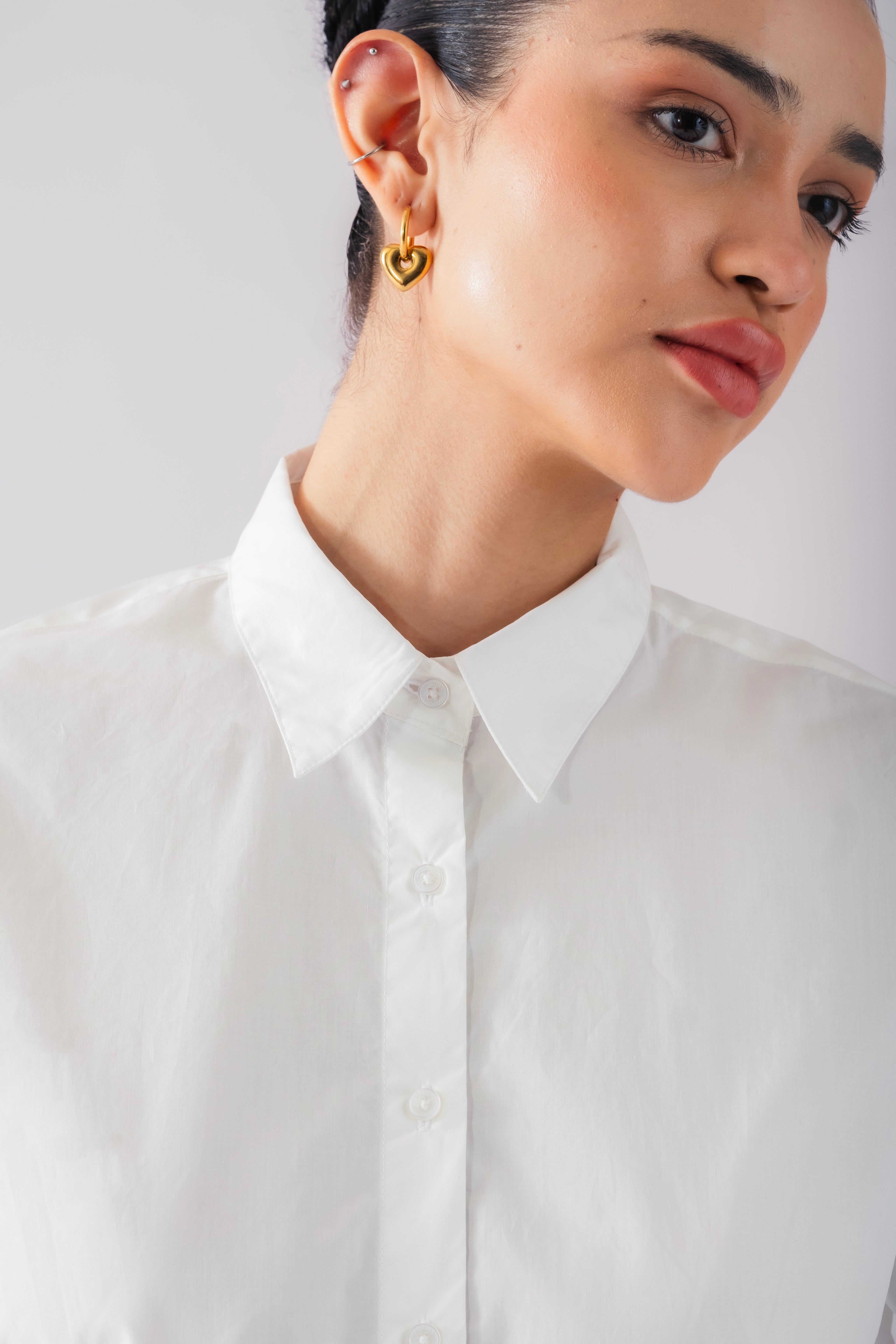 100% Cotton Poplin Oversized Shirt - White