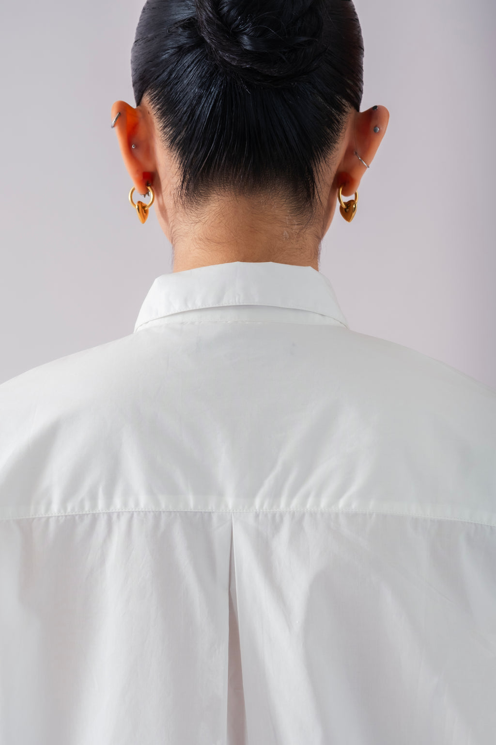 100% Cotton Poplin Oversized Shirt - White