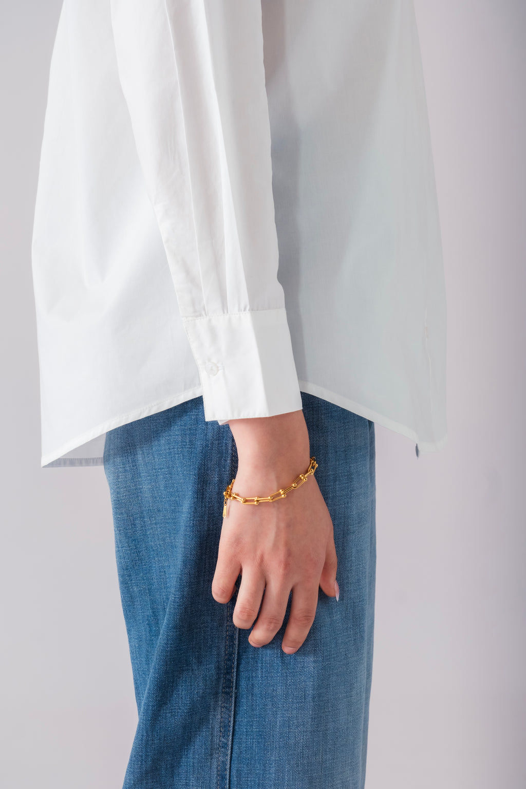 100% Cotton Poplin Oversized Shirt - White
