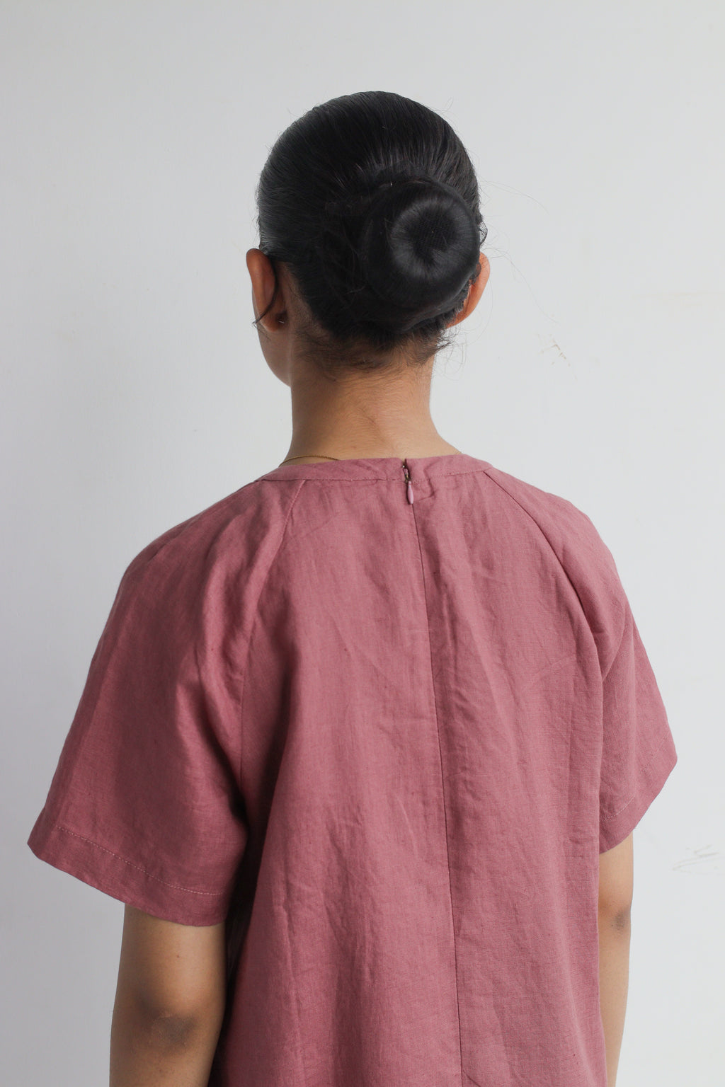 100% European Linen Easy Shift Dress - Rose