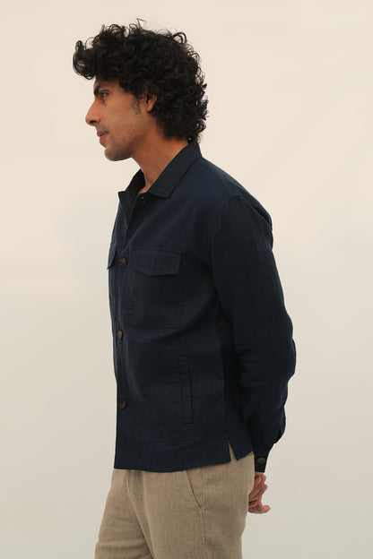 100% European Linen Utility Shacket