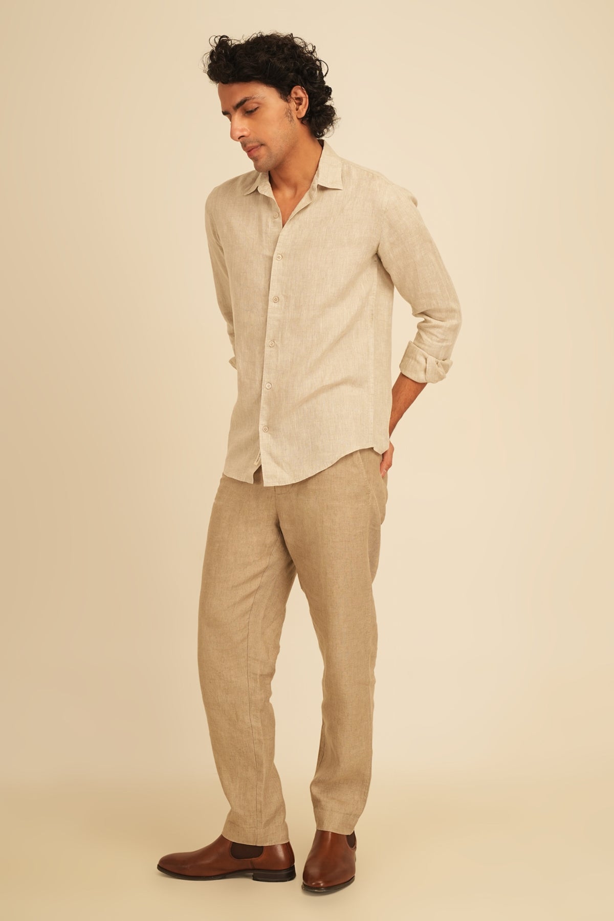 100% European Linen Straight Fit Trousers