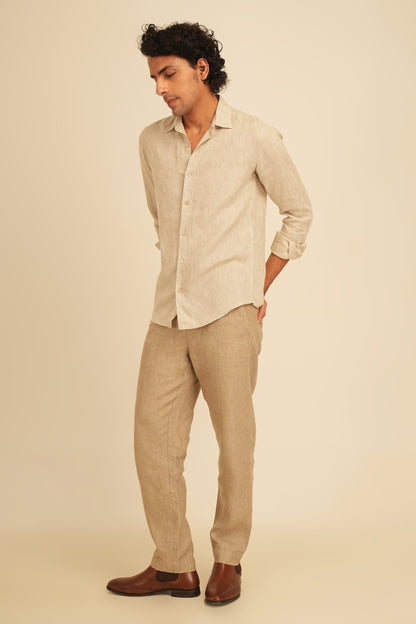 100% European Linen Straight Fit Trousers
